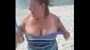 Slutty Bbw Duca Wife Flashes Her Big Tits On A Public Beach
