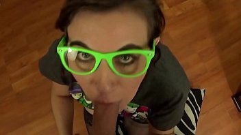 Nerd Girl With Glasses Gives Pov Blowjob